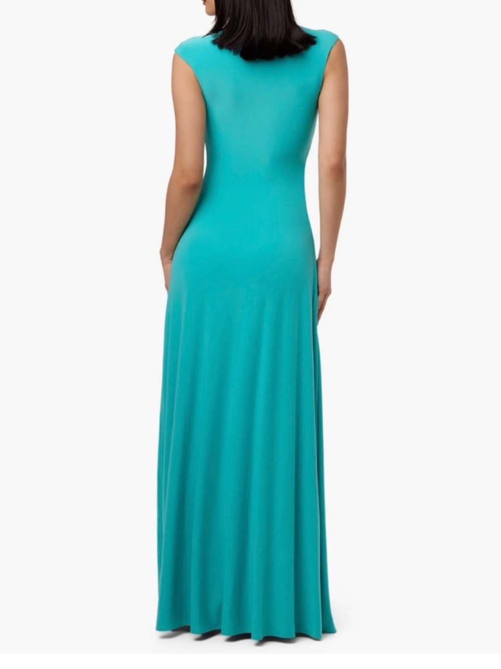 Naked Wardrobe Turquoise Aqua Double Jersey Knit Maxi Dress Mock Neck NEW - Picture 3 of 9
